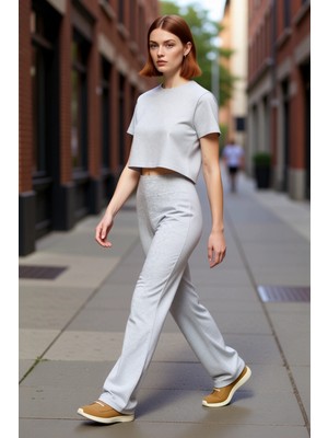 PayBuy Kadın Geniş Paça Esnek Örme Pantolon Fonksiyonel Dayanıklı Kaliteli Konforlu Estetik Rahat