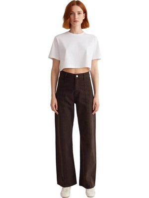 Ersefa Kadın Geniş Paça Dikiş Detaylı Jean Fonksiyonel Dayanıklı Kaliteli Konforlu Estetik Modern