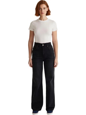 Ersefa Kadın Yüksek Bel Bol Kesim Denim Pantolon Fonksiyonel Dayanıklı Kaliteli Konforlu Estetik Şık