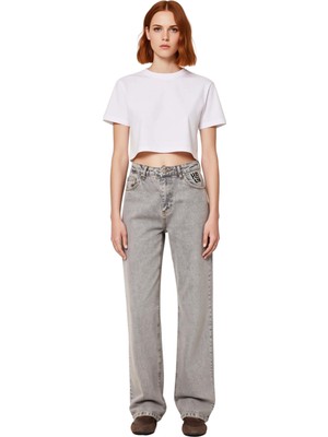 Ersefa Kadın Yüksek Bel Wide Leg Denim Pantolon Fonksiyonel Dayanıklı Kaliteli Konforlu Estetik Şık