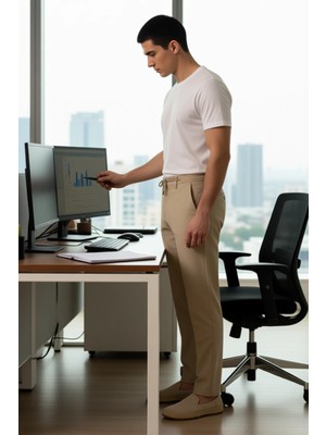 FRM Kadın Için Açık Düz Dokuma Pantolon Slim Fit Beli Bağlama Detaylı Fonksiyonel Dayanıklı Şık