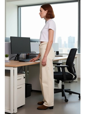 FRM Kadın Için Sürdürülebilir Açık Bol Kesim Yüksek Bel Jean Fonksiyonel Dayanıklı Kaliteli Şık