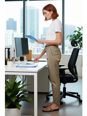 FRM Kadın Haki Dokuma Gabardin Pantolon Fonksiyonel Dayanıklı Kaliteli Konforlu Estetik Modern