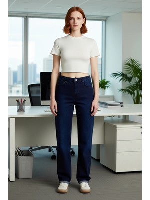 FRM Kadın Gece Yüksek Bel Mom Fit Jean Fonksiyonel Dayanıklı Kaliteli Konforlu Estetik Premium