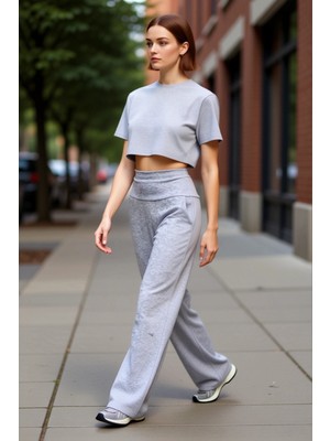 PayBuy Kadın Geniş Kesim Yüksek Bel Antrasit Pantolon Fonksiyonel Dayanıklı Kaliteli Konforlu Şık