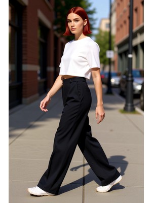 PayBuy Kadın Wide Leg Kumaş Pantolon Fonksiyonel Dayanıklı Kaliteli Konforlu Estetik Premium Spor