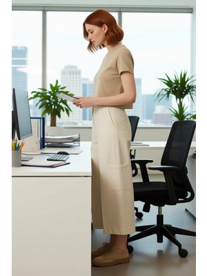 FRM Yüksek Bel Cep Detaylı Geniş Paça Pantolon Kadın Fonksiyonel Dayanıklı Kaliteli Konforlu Şık