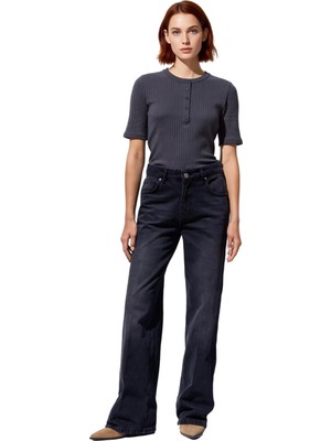 Ersefa Kadın Wide Leg Denim Pantolon Normal Bel Fonksiyonel Dayanıklı Kaliteli Konforlu Estetik Şık