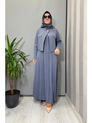 Miss Dalida Triko Elbise Ceket Takım Kurşun T25PF-0003