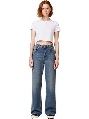 Ersefa Kadın Wide Leg Esnek Denim Pantolon Fonksiyonel Dayanıklı Kaliteli Konforlu Estetik Modern