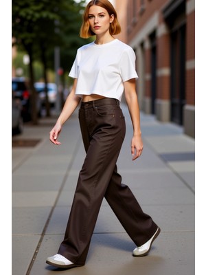 PayBuy Kadın Wide Leg Denim Pantolon Yüksek Bel Fonksiyonel Dayanıklı Kaliteli Konforlu Estetik Şık