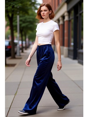 PayBuy Kadın Geniş Paça Kadife Pantolon Şık Gece Kıyafeti Fonksiyonel Dayanıklı Kaliteli Konforlu