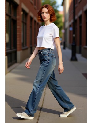 PayBuy Kadın Wide Leg Denim Pantolon Cool & Comfort Fonksiyonel Dayanıklı Kaliteli Konforlu Rahat
