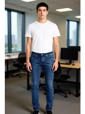 FRM Erkek Cool & Comfort Skinny Fit Denim Pantolon Eskitme Fonksiyonel Dayanıklı Kaliteli Spor