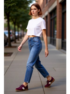 PayBuy Kadın Yüksek Bel Rahat Kesim Kot Pantolon Fonksiyonel Dayanıklı Kaliteli Konforlu Estetik Şık