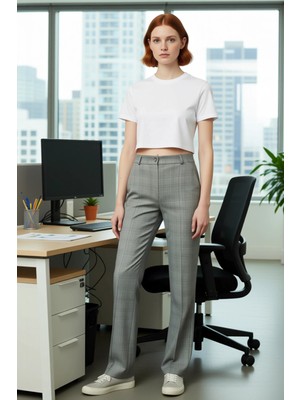 FRM Kadın Cool & Comfort Ekose Dokuma Pantolon Fonksiyonel Dayanıklı Kaliteli Konforlu Estetik