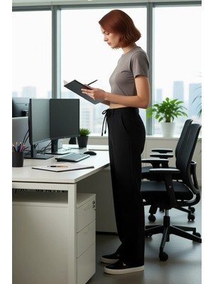 FRM Kadın Dokuma Geniş Paça Pantolon Fonksiyonel Dayanıklı Kaliteli Konforlu Estetik Premium Şık