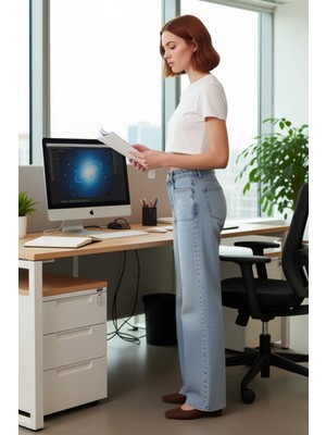 FRM Kadın Açık Dikişli Bol Paça Denim Pantolon Fonksiyonel Dayanıklı Kaliteli Konforlu Estetik