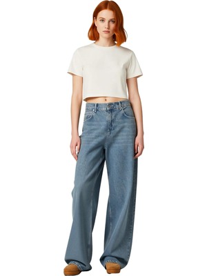 Ersefa Kadın Açık Yüksek Bel Palazzo Jean Pantolon Fonksiyonel Dayanıklı Kaliteli Konforlu Modern