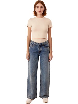 Ersefa Kadın Denim Geniş Bacak Pantolon Fonksiyonel Dayanıklı Kaliteli Konforlu Estetik Premium Şık