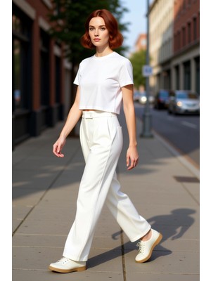 PayBuy Kadın Geniş Paça Dokuma Kumaş Pantolon Fonksiyonel Dayanıklı Kaliteli Konforlu Estetik Şık