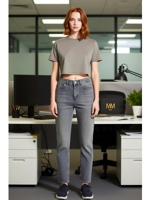 FRM Kadın Mom Fit Denim Pantolon Yüksek Bel Fonksiyonel Dayanıklı Kaliteli Konforlu Estetik Şık