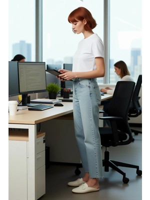 FRM Açık Kesimli Paça Yüksek Bel Düz Kesim Kadın Kot Pantolon Fonksiyonel Dayanıklı Kaliteli Şık