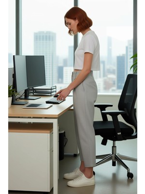 FRM Kadın Antrasit Yüksek Bel Havuç Kesim Pantolon Fonksiyonel Dayanıklı Kaliteli Konforlu Şık