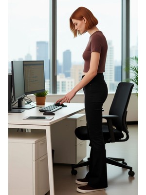 FRM Kadın Yüksek Bel Flare Kesim Denim Pantolon Fonksiyonel Dayanıklı Kaliteli Konforlu Modern