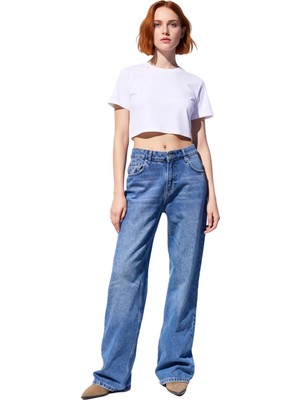 Ersefa Kadın Wide Leg Denim Pantolon Rejeneratif Pamuk Fonksiyonel Dayanıklı Kaliteli Konforlu Şık