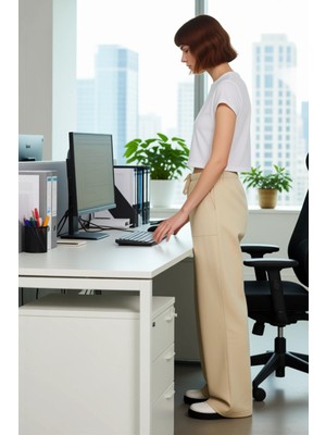 FRM Kadın Pamuklu Yüksek Bel Rahat Kesim Pantolon Fonksiyonel Dayanıklı Kaliteli Konforlu Spor