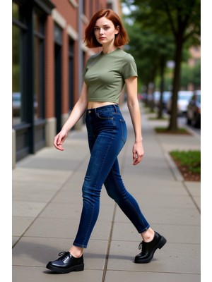 PayBuy Kadın Yüksek Bel Dar Paça Denim Pantolon Fonksiyonel Dayanıklı Kaliteli Konforlu Estetik Şık