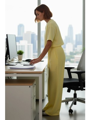 FRM Kadın Wide Leg Keten Dokulu Pantolon Fonksiyonel Dayanıklı Kaliteli Konforlu Estetik Rahat