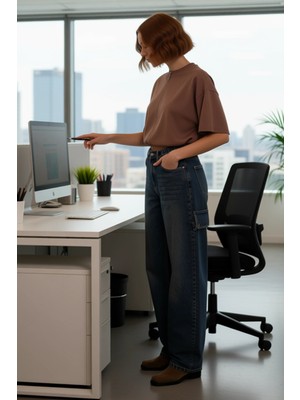 FRM Kadın Için Sürdürülebilir Açık Bol Kesim Yüksek Bel Jean Fonksiyonel Dayanıklı Kaliteli Şık