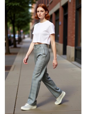 PayBuy Kadın Ekose Düz Kesim Dokuma Pantolon Fonksiyonel Dayanıklı Kaliteli Konforlu Estetik Spor