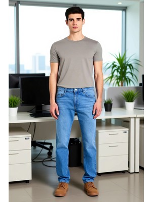 FRM Erkek Düz Kesim Açık Denim Pantolon Fonksiyonel Dayanıklı Kaliteli Konforlu Estetik Modern