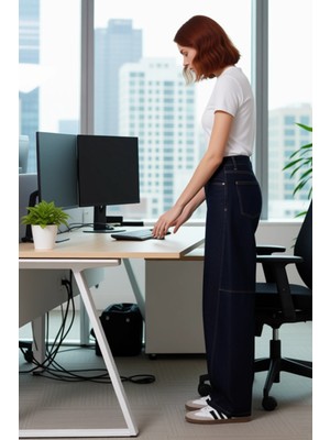 FRM Kadın Koyu Dikiş Detaylı Barrel Kesim Jean Pantolon Fonksiyonel Dayanıklı Kaliteli Estetik