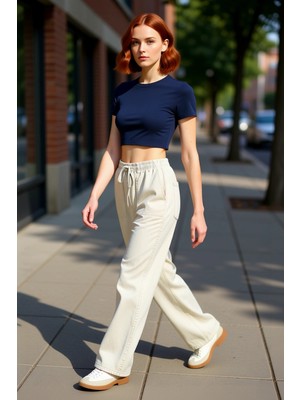 PayBuy Kadın Gabardin Dokuma Geniş Paça Yüksek Bel Pantolon Fonksiyonel Dayanıklı Kaliteli Modern