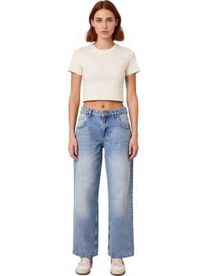 Ersefa Kadın Düz Kesim Yüksek Bel Denim Pantolon Tüm Sezonlar Fonksiyonel Dayanıklı Kaliteli Spor