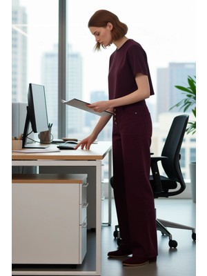 FRM Kadın Yüksek Bel Düğmeli Geniş Paça Denim Pantolon Fonksiyonel Dayanıklı Kaliteli Konforlu