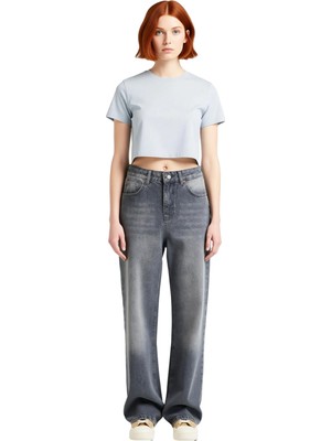 Ersefa Kadın Yüksek Bel Geniş Paça Jean Pantolon Fonksiyonel Dayanıklı Kaliteli Konforlu Estetik Şık