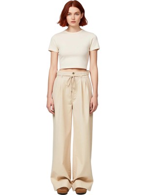 Ersefa Kadın Yüksek Bel Bol Paça Keten Pantolon Fonksiyonel Dayanıklı Kaliteli Konforlu Estetik Şık