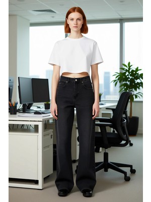 FRM Kadın Comfort Fit Wide Leg Jean Fonksiyonel Dayanıklı Kaliteli Konforlu Estetik Premium Şık