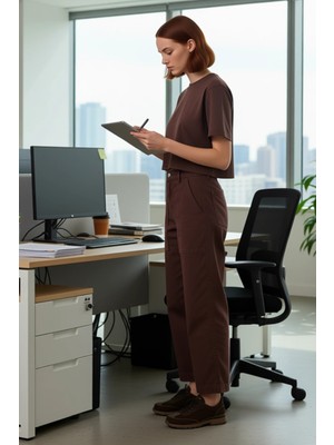 FRM Kadın Yüksek Bel Kargo Cep Detaylı Bol Paça Pantolon Fonksiyonel Dayanıklı Kaliteli Modern