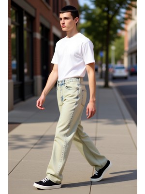 PayBuy Kadın Geniş Paça Vintage Efektli Kot Pantolon Fonksiyonel Dayanıklı Kaliteli Konforlu Spor