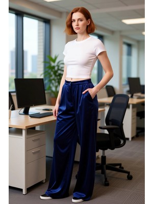 FRM Kadın Kadife Geniş Paça Pantolon Şık Gece Stili Fonksiyonel Dayanıklı Kaliteli Konforlu Spor