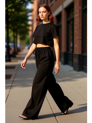 PayBuy Kadın Yüksek Bel Bol Paça Keten Pantolon Fonksiyonel Dayanıklı Kaliteli Konforlu Estetik Şık