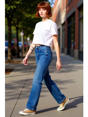 PayBuy Kadın Antrasit Yüksek Bel Flare Denim Pantolon Fonksiyonel Dayanıklı Kaliteli Konforlu Şık