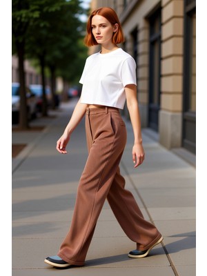 PayBuy Kadın Dokuma Fitilli Geniş Paça Kadife Pantolon Fonksiyonel Dayanıklı Kaliteli Konforlu Şık