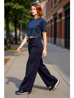 PayBuy Kadın Geniş Paça Pilili Örme Pantolon Fonksiyonel Dayanıklı Kaliteli Konforlu Estetik Spor